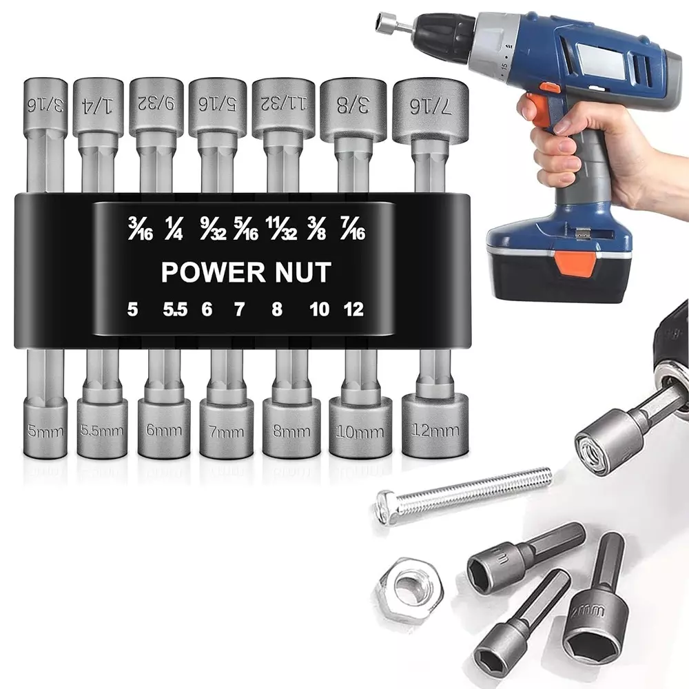 DY TOOLS Full Nut Driver Set Cr-V Alloy Steel 5-12 mm with Storage Holder, Grey (Set of 14 Pcs)