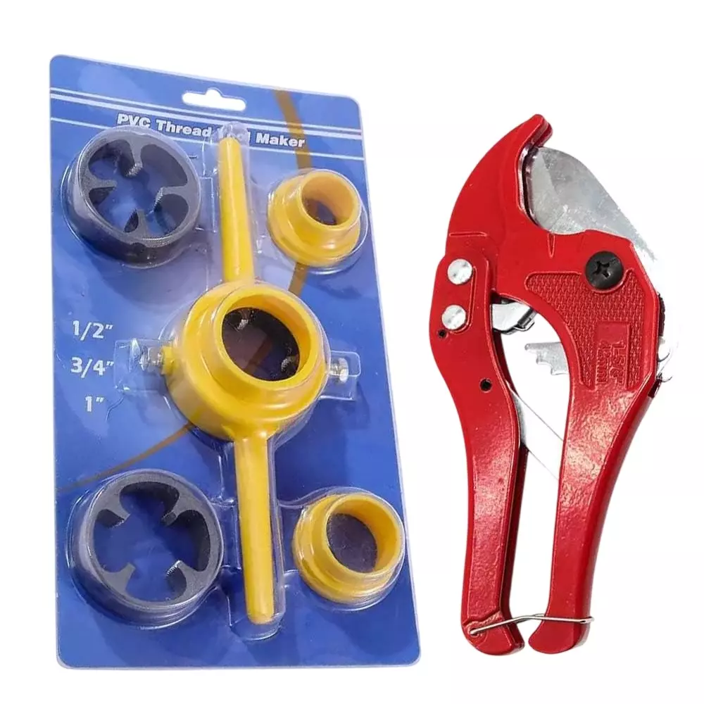 DY TOOLS PVC Thread Maker Tool Set with Automatic Open Plastic PPR Pipe Cutter, 1524