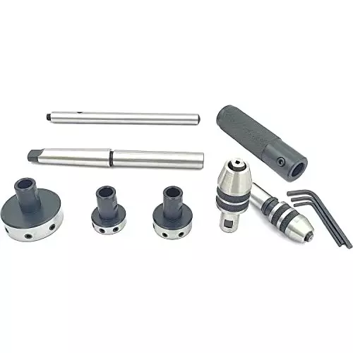 A.D INTERNATIONAL Tailstock Attachment with MT4 Shank, Tool Steel Body for Tapping, Threading on Lathe Machine, DK-PJVT-TJJY
