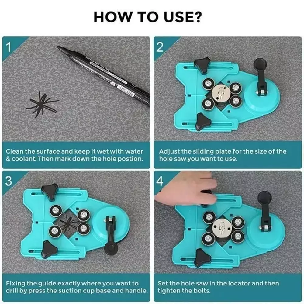 Jawsons Adjustable Drill Positioner High Quality Plastic & Stainless Steel with 4 Ball Bearings