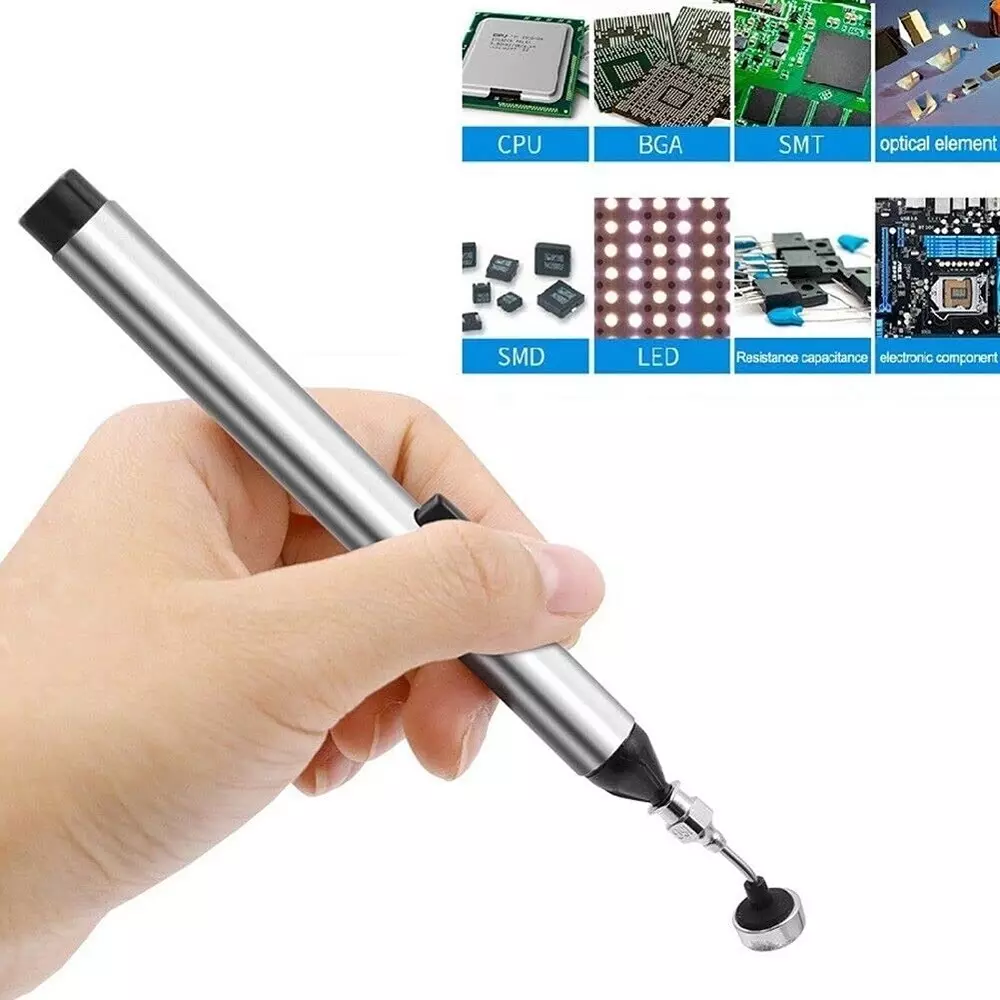 DY TOOLS IC SMD Vacuum Suction Pen Aluminum Alloy 15 cm Length with 3 Suction Header (3 mm, 7 mm, 10 mm)
