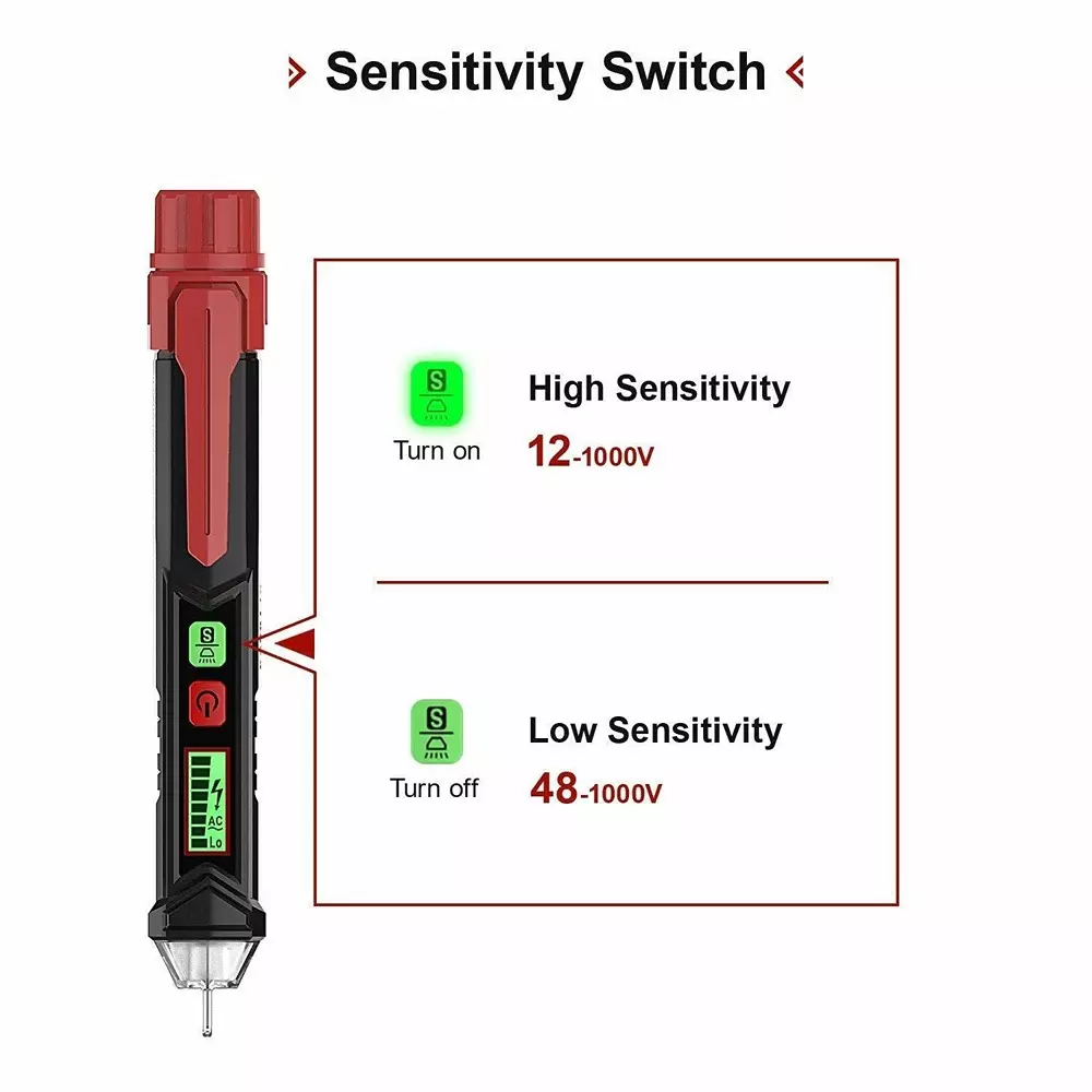 DY TOOLS Non-Contact AC Voltage Detector 12-1000 V AC Voltage Battery Powered with LCD Analog Display, DB016