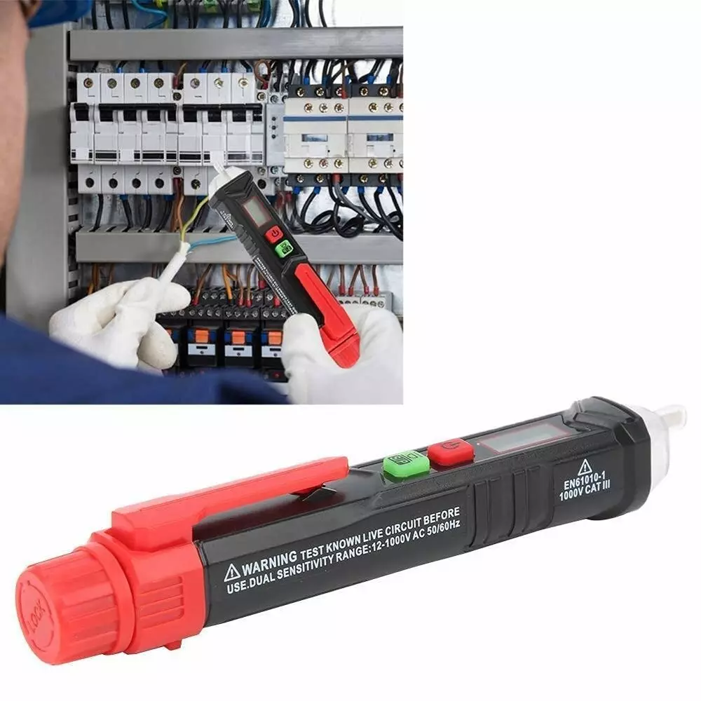 DY TOOLS Non-Contact AC Voltage Detector 12-1000 V AC Voltage Battery Powered with LCD Analog Display, DB016