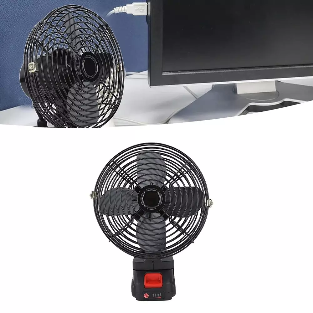 Jawsons Portable Rechargeable Desk Fan USB & Battery Powered 3-Speed with Adjustable Angle, Black
