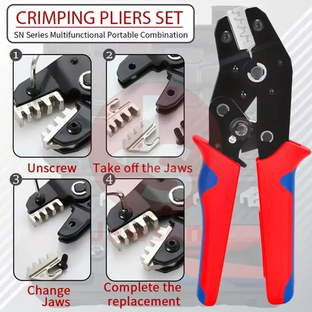 Jawsons SN Series Crimping Pliers Set 195 mm (7.68 inch) Length with 6 Interchangeable Jaws