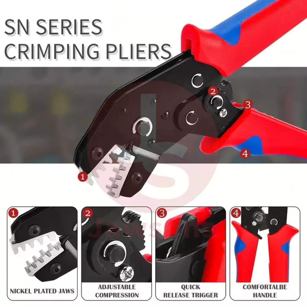 Jawsons SN Series Crimping Pliers Set 195 mm (7.68 inch) Length with 6 Interchangeable Jaws