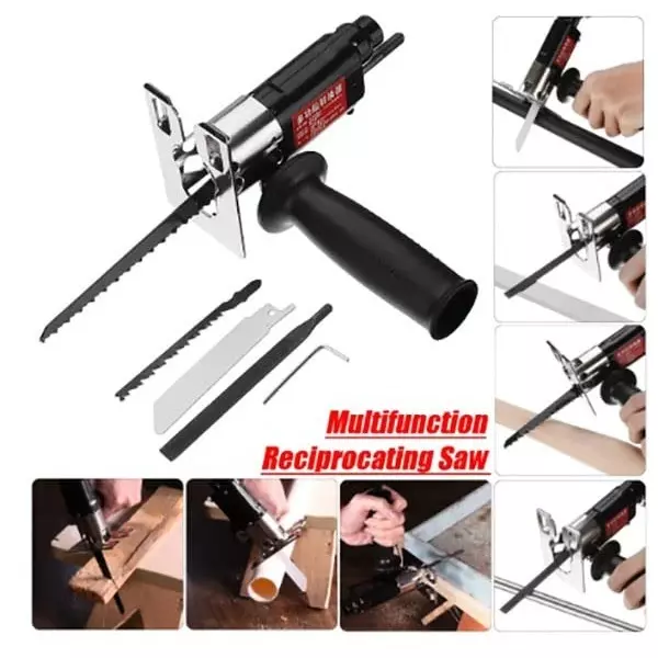 DY TOOLS Multifunction Reciprocating Saw Attachment with 2 Wood Saw Blade & 1 Metal Saw Blade, ‎JIG-100