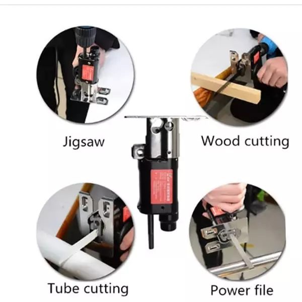 DY TOOLS Multifunction Reciprocating Saw Attachment with 2 Wood Saw Blade & 1 Metal Saw Blade, ‎JIG-100