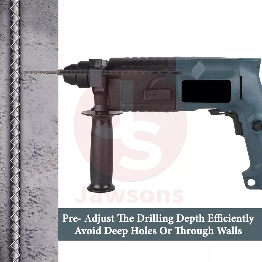 Jawsons Rotary Hammer Drill 850 W 3900 BPM 1.5 J Impact Energy 20 mm Chuck Size with 3 Drill Bits & Depth Gauge