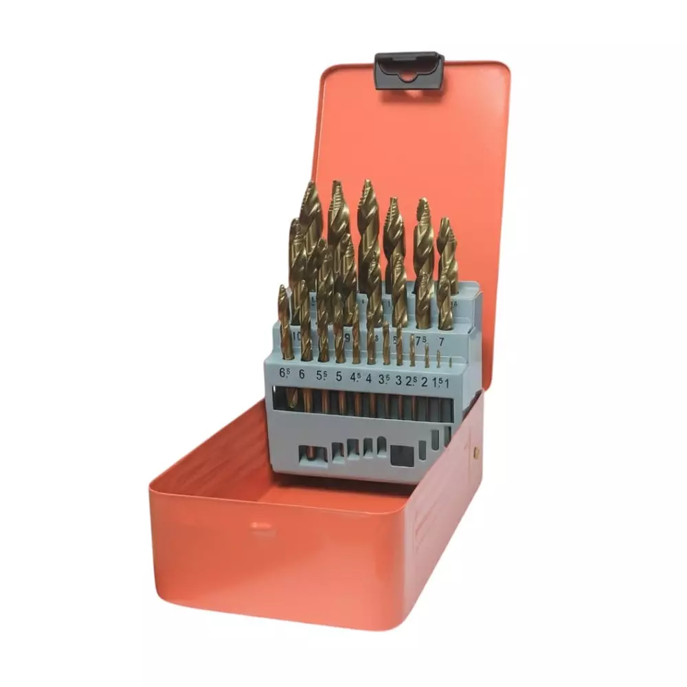 Jawsons M35 Spiral Step Cobalt Drill Bit Set High Speed Steel (HSS) Titanium Coated (Set of 25 Pcs)