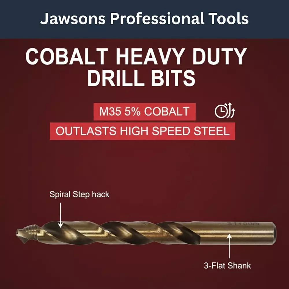Jawsons M35 Spiral Step Cobalt Drill Bit Set High Speed Steel (HSS) Titanium Coated (Set of 25 Pcs)