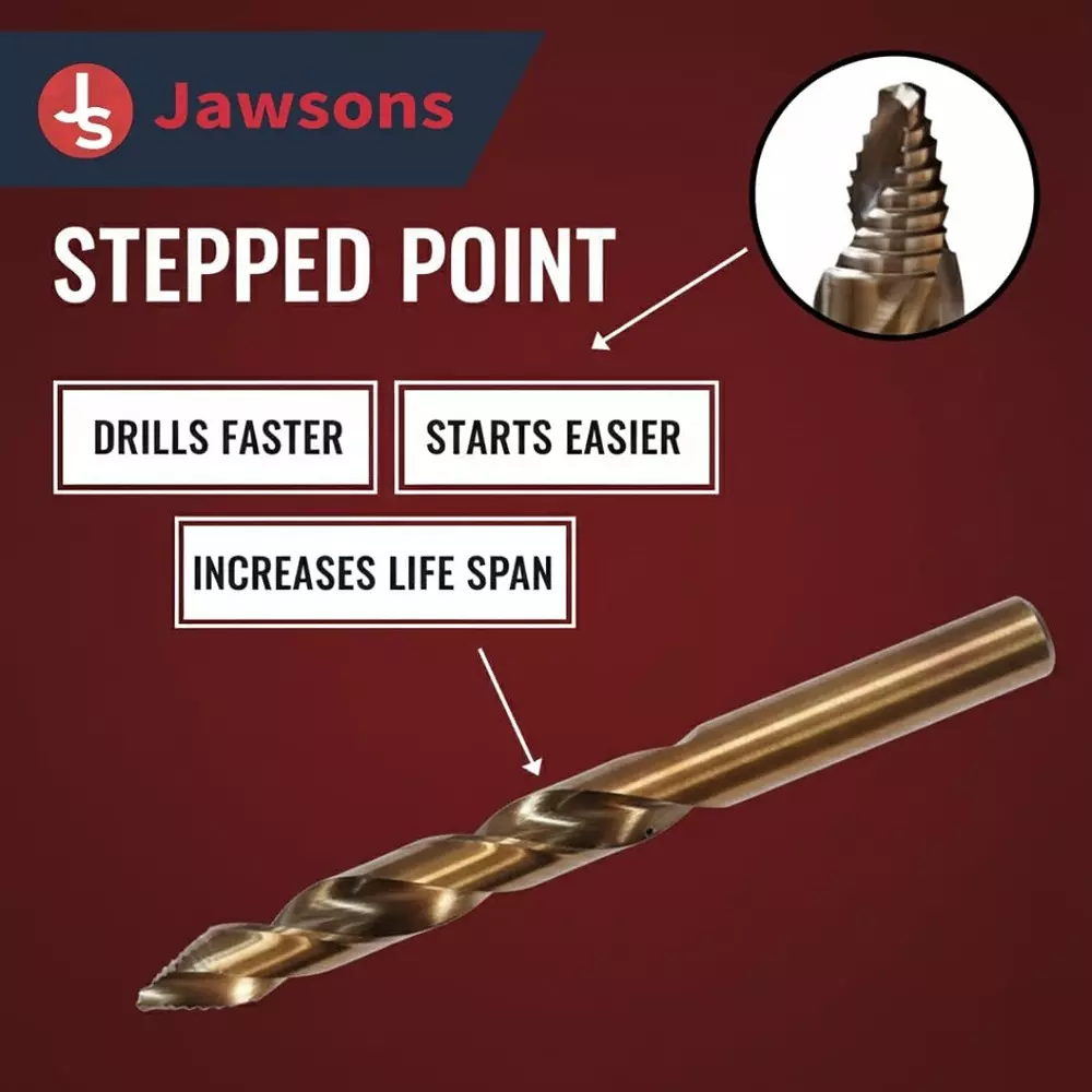 Jawsons M35 Spiral Step Cobalt Drill Bit Set High Speed Steel (HSS) Titanium Coated (Set of 25 Pcs)