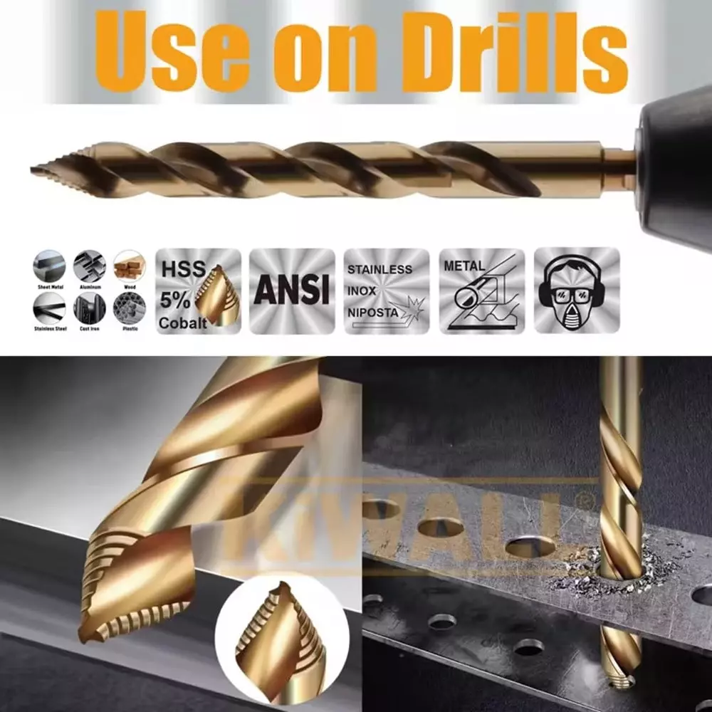 Jawsons M35 Spiral Step Cobalt Drill Bit Set High Speed Steel (HSS) Titanium Coated (Set of 25 Pcs)