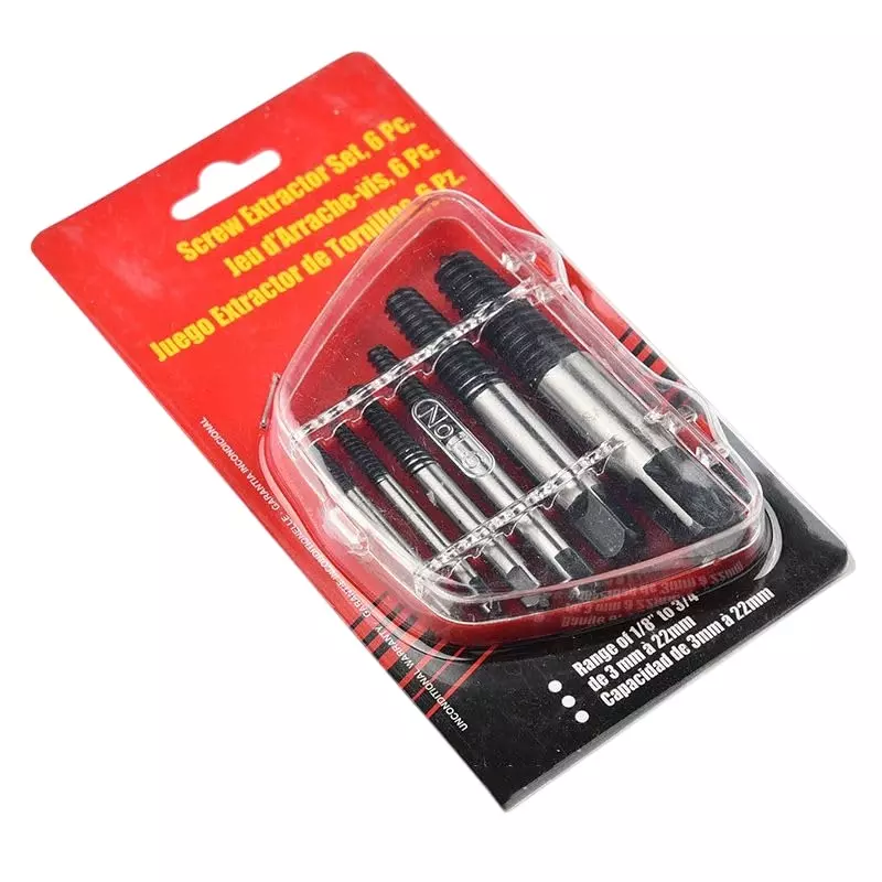 DY TOOLS Helix Type Screw Extractor Set 1/8-1/2 inch Suitable Screw Diameter Range with Orange & Transparent Plastic Storage Case, ‎DY-6