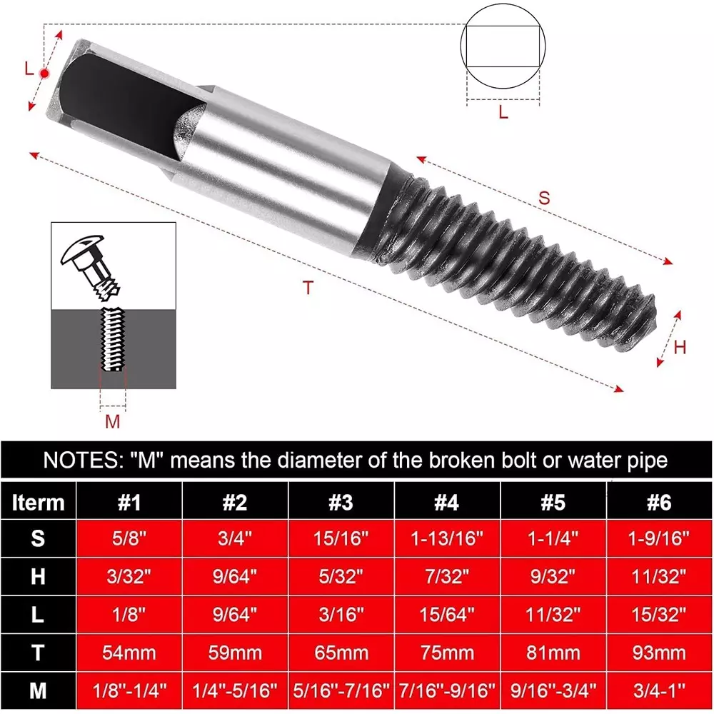 DY TOOLS Helix Type Screw Extractor Set 1/8-1/2 inch Suitable Screw Diameter Range with Orange & Transparent Plastic Storage Case, ‎DY-6