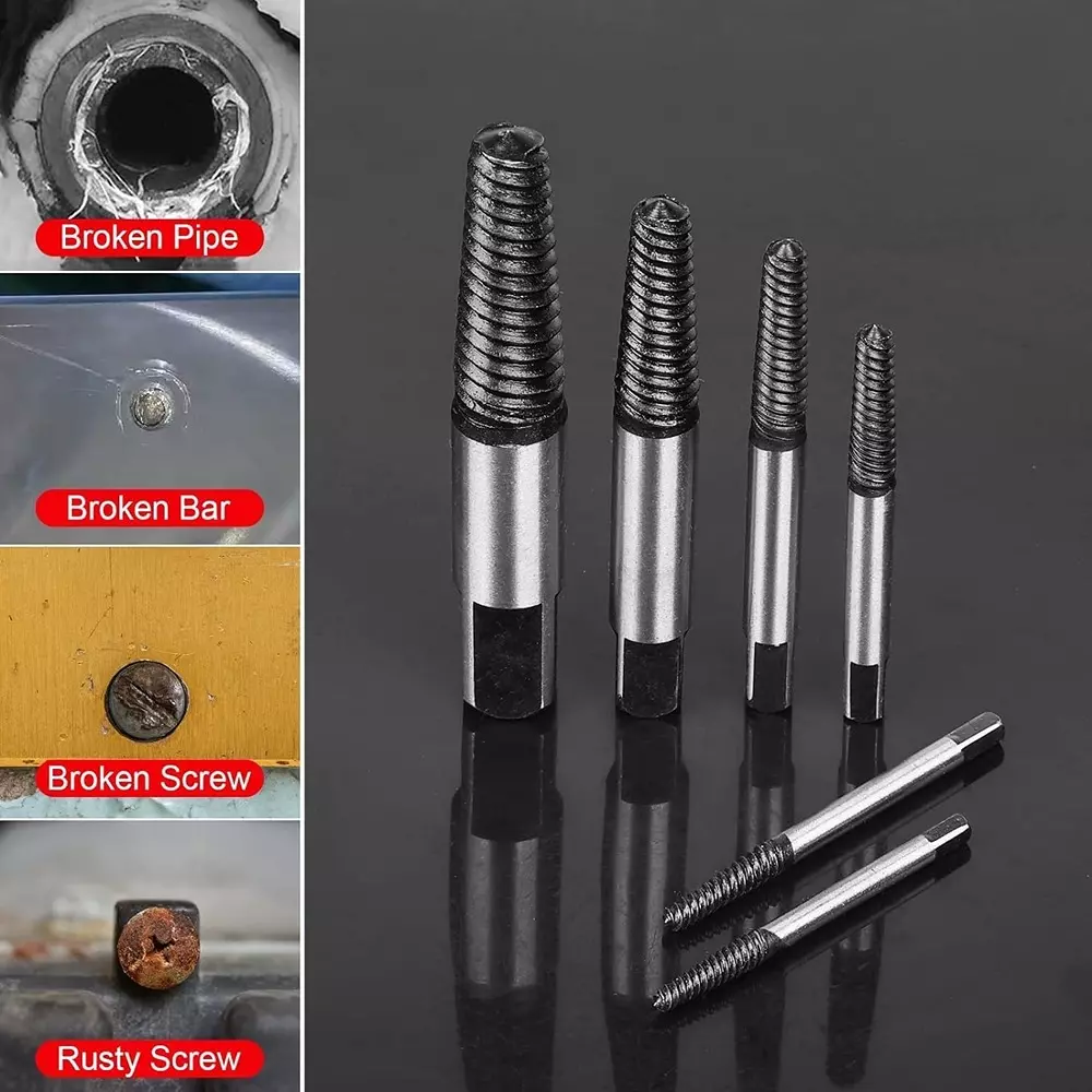 DY TOOLS Helix Type Screw Extractor Set 1/8-1/2 inch Suitable Screw Diameter Range with Orange & Transparent Plastic Storage Case, ‎DY-6