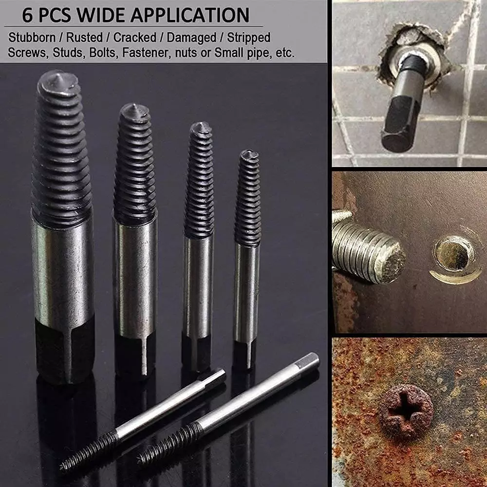 DY TOOLS Helix Type Screw Extractor Set 1/8-1/2 inch Suitable Screw Diameter Range with Orange & Transparent Plastic Storage Case, ‎DY-6