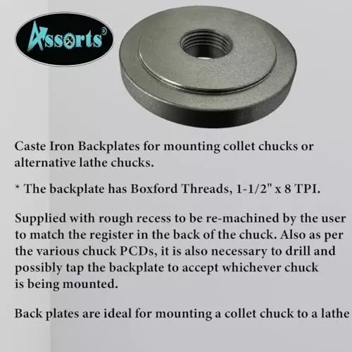 Assorts Backplate Cast Iron 125 mm (5 Inch) for Backford Lathe