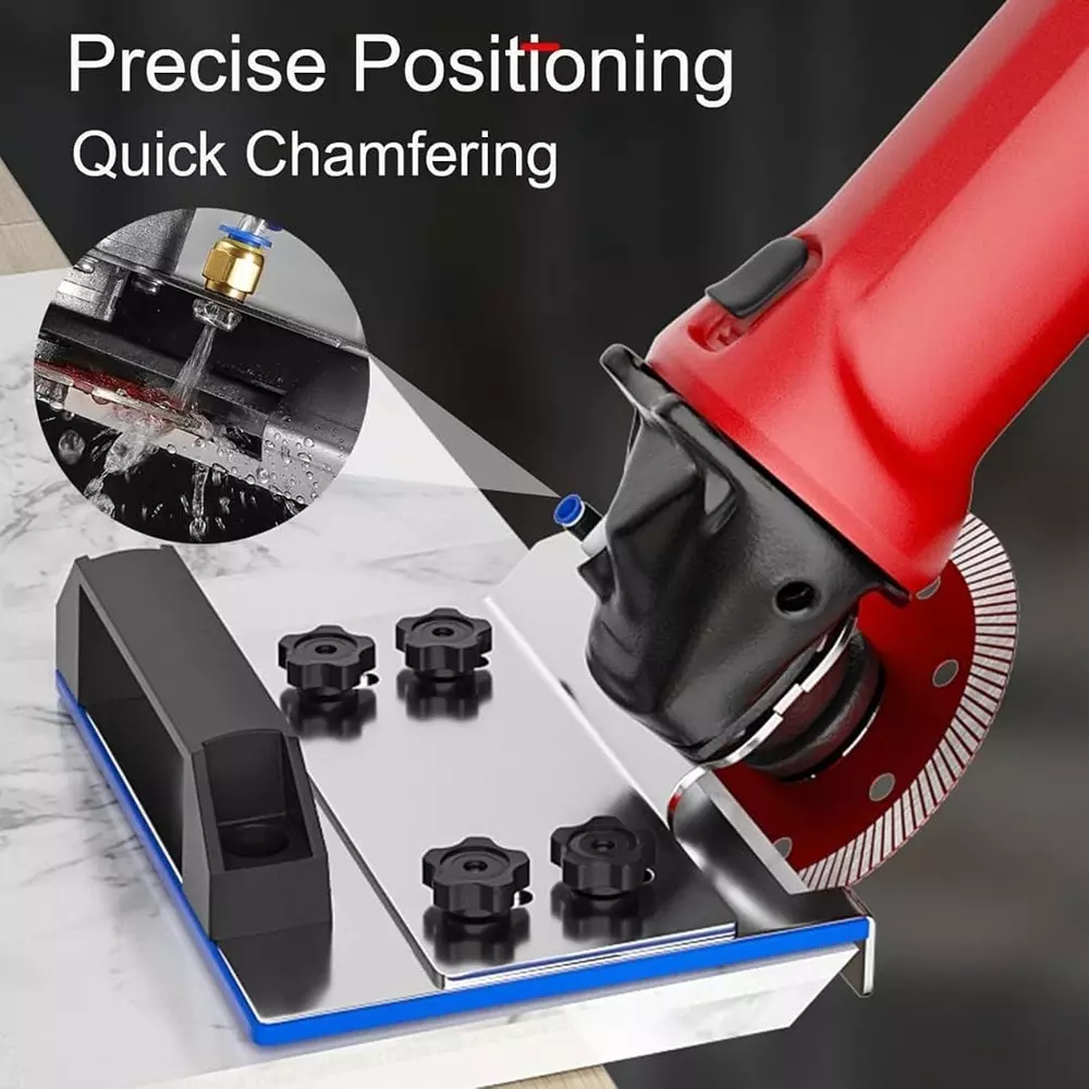 Jawsons Tile Chamfering & Cutting Guide 45° Small with Adjustable Thickness, Stainless Steel & PP Base