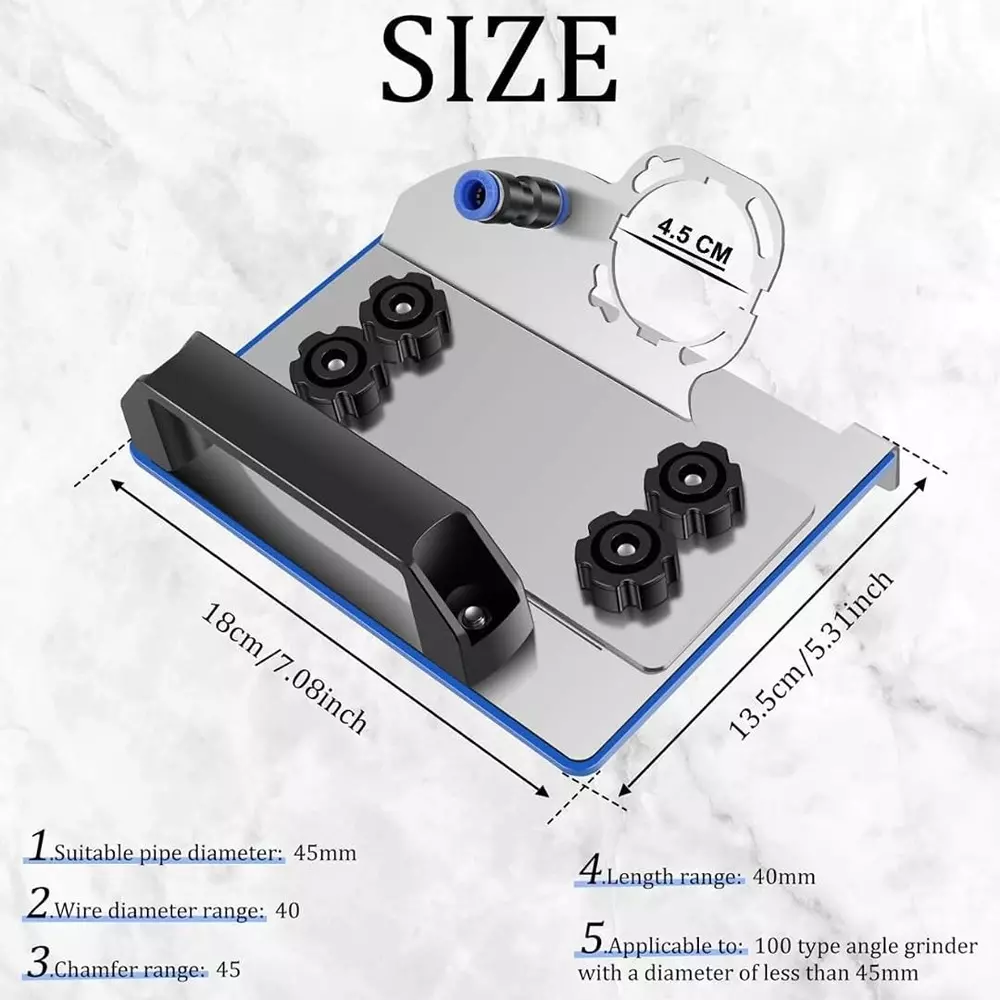 Jawsons Tile Chamfering & Cutting Guide 45° Small with Adjustable Thickness, Stainless Steel & PP Base