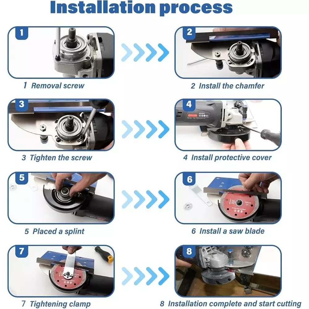 Jawsons Tile Chamfering & Cutting Guide 45° Small with Adjustable Thickness, Stainless Steel & PP Base