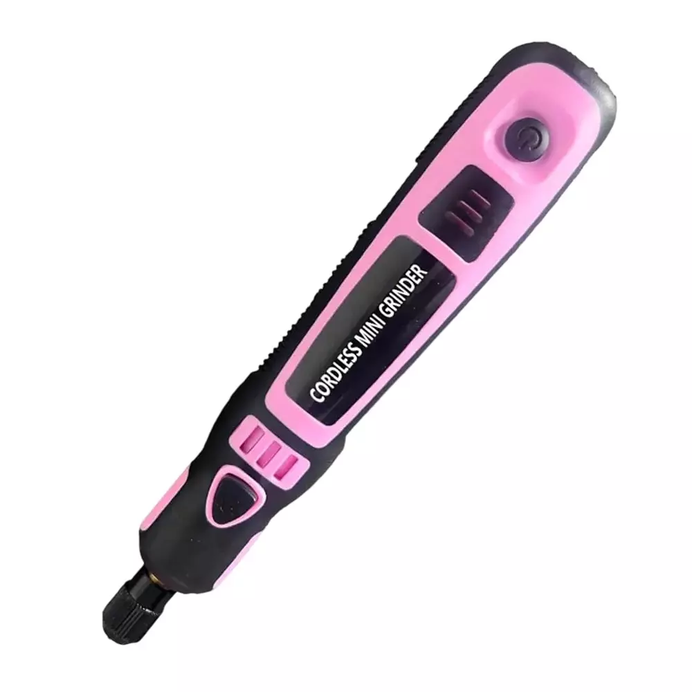 Jawsons Cordless Mini Grinder 4 V Rechargeable with Keyless Chuck & Spindle Lock Button, Pink & Black