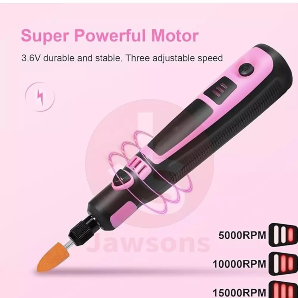Jawsons Cordless Mini Grinder 4 V Rechargeable with Keyless Chuck & Spindle Lock Button, Pink & Black