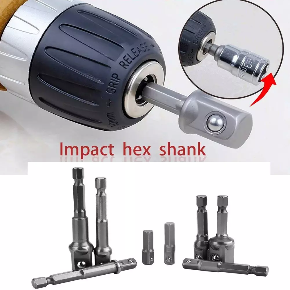 DY TOOLS Nut Driver Socket Bit Set Cr-V Steel 1/2 inch, 1.4 inch & 3/8 inch Drive, Black (Set of 8 Pcs)