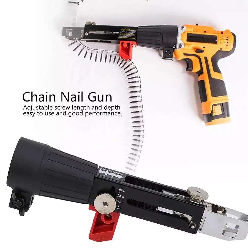 dy-tools-collated-screw-gun-attachment-automatic-chain-nail-machine-woodworking-tool-adjustable-length-depth-for-nail-gun-electriccordless-drill-converter-adapter-to-screwdriver