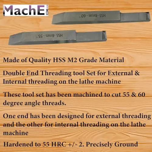 MachEl Double-End HSS Threading Tool Set 8x8 mm Shank (Pack of 2)