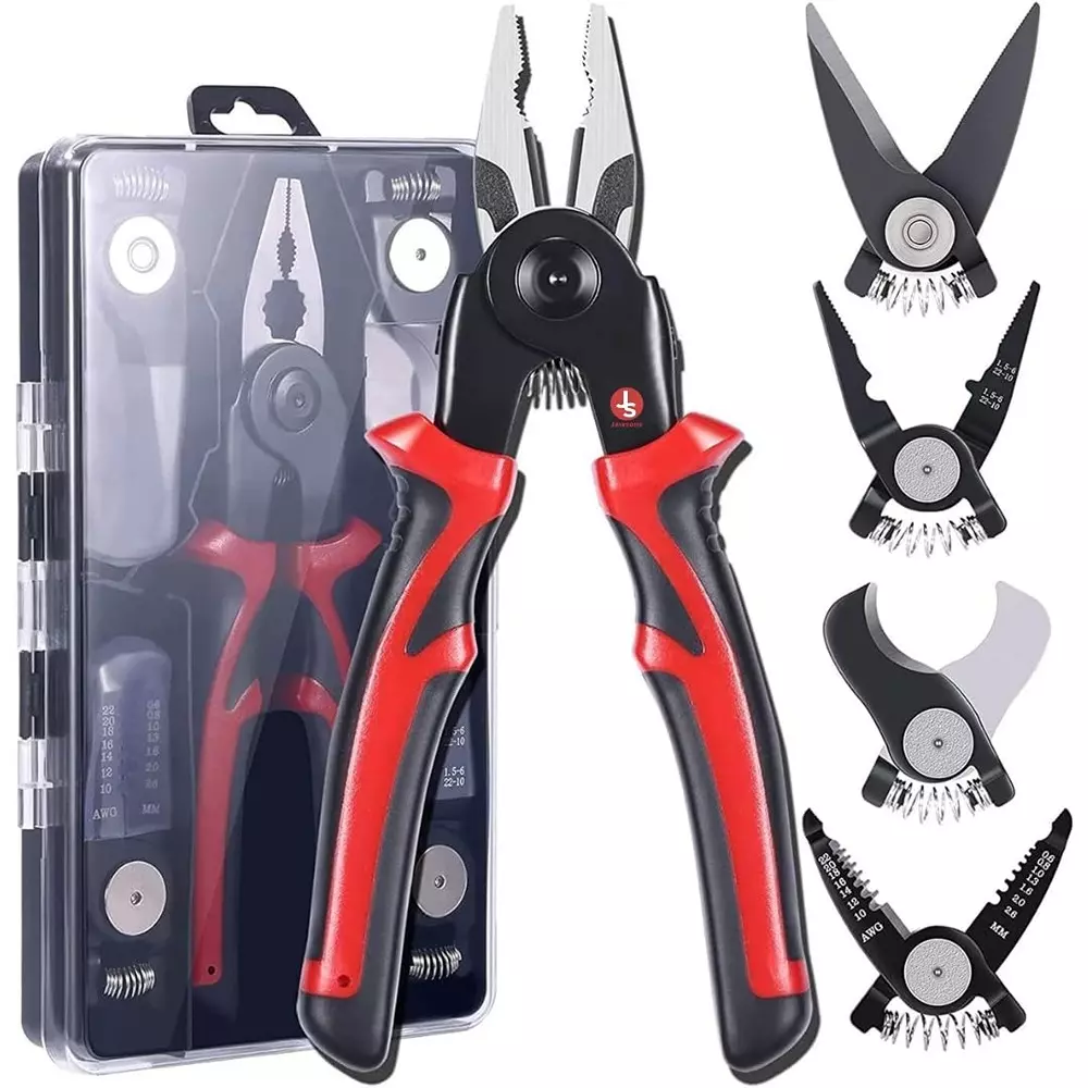 Jawsons 5-in-1 Multifunctional Interchangeable Plier Set High-Quality Tool Steel with Non-slip PP & TPR Handle
