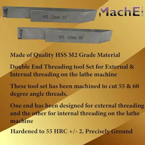 MachEl Double-End HSS Threading Tool Set 12x12 mm Shank (Pack of 2)