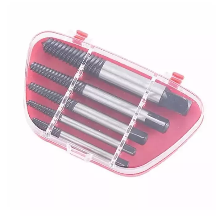 DY TOOLS Screw Extractor Set High-Grade Steel 45° Cutting Angle String with Storage Case (Set of 5 Pcs)
