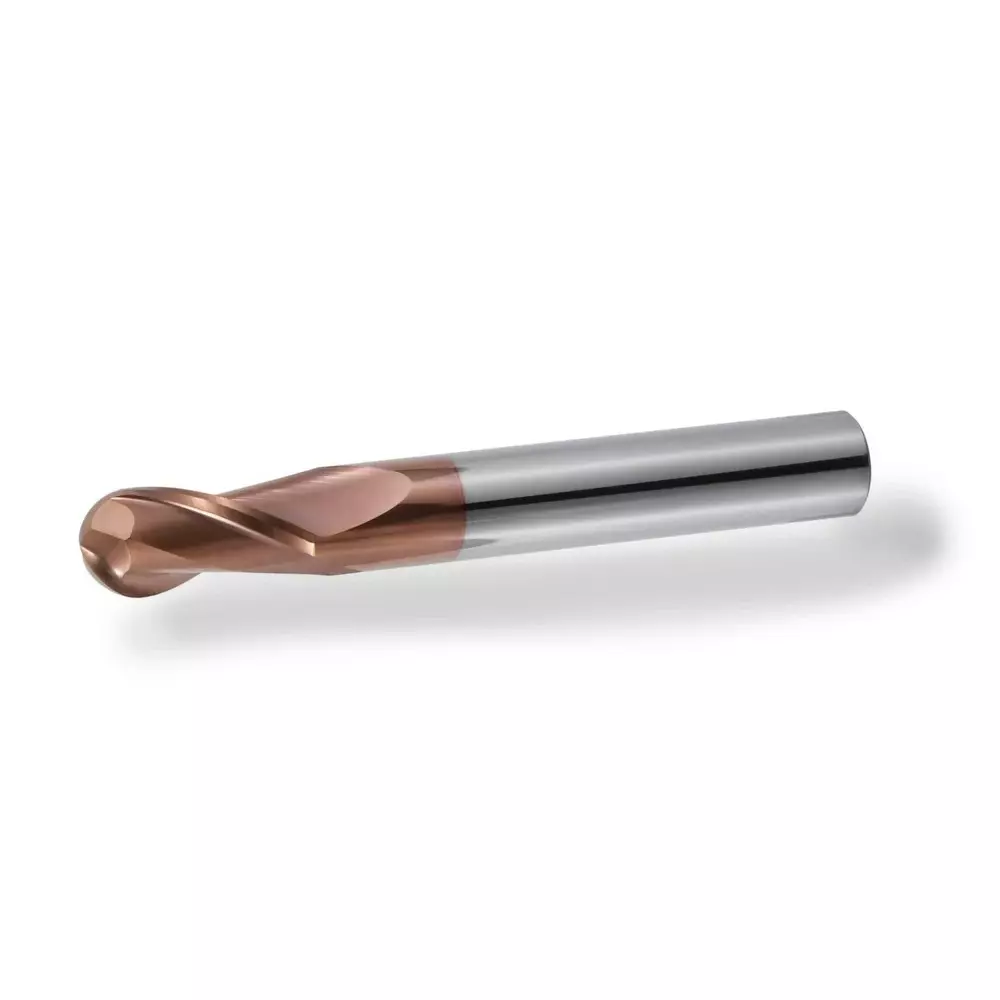 V3 VX3 Series Solid Carbide Ball Nose End Mill TISINOS 65 HRC 22 mm Dia 2 Flutes 100 mm