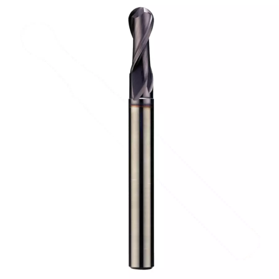 MIRANDA TOOLS Solid Carbide Ball Nose End Mill 2 Flute ALTIN Coated, Diameter 3 mm, Overall Length 38 mm and Flute Length 12 mm