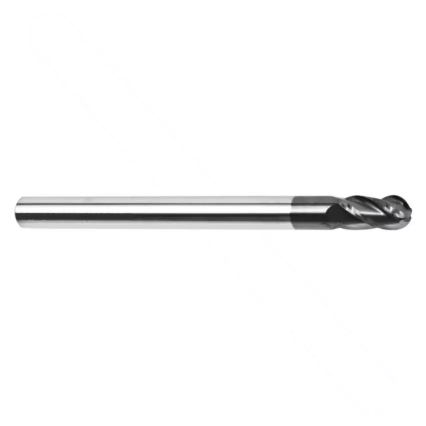 MIRANDA TOOLS Solid Carbide Ball Nose End Mill Long Length 4 Flute ALTIN Coated, Diameter 10 mm, Overall Length 100 mm and Flute Length 40 mm
