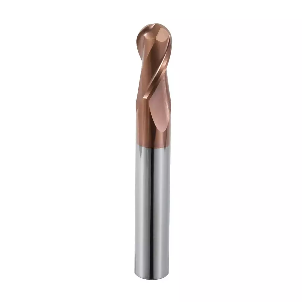V3 VX3 Series Solid Carbide Ball Nose End Mill TISINOS 65 HRC 8 mm Dia 2 Flutes 65 mm Overall Length