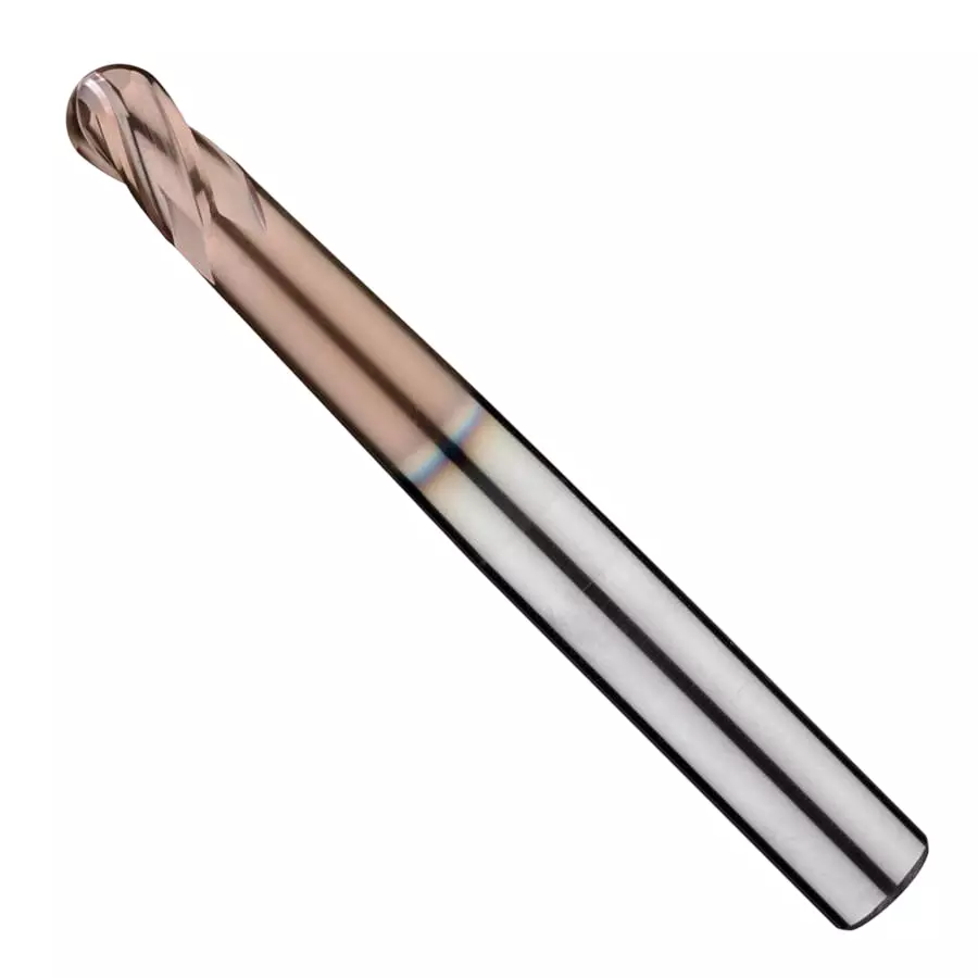 V3 VX3 Series Solid Carbide Ball Nose End Mill TISINOS 65 HRC 4 Flutes 75 mm Overall Length