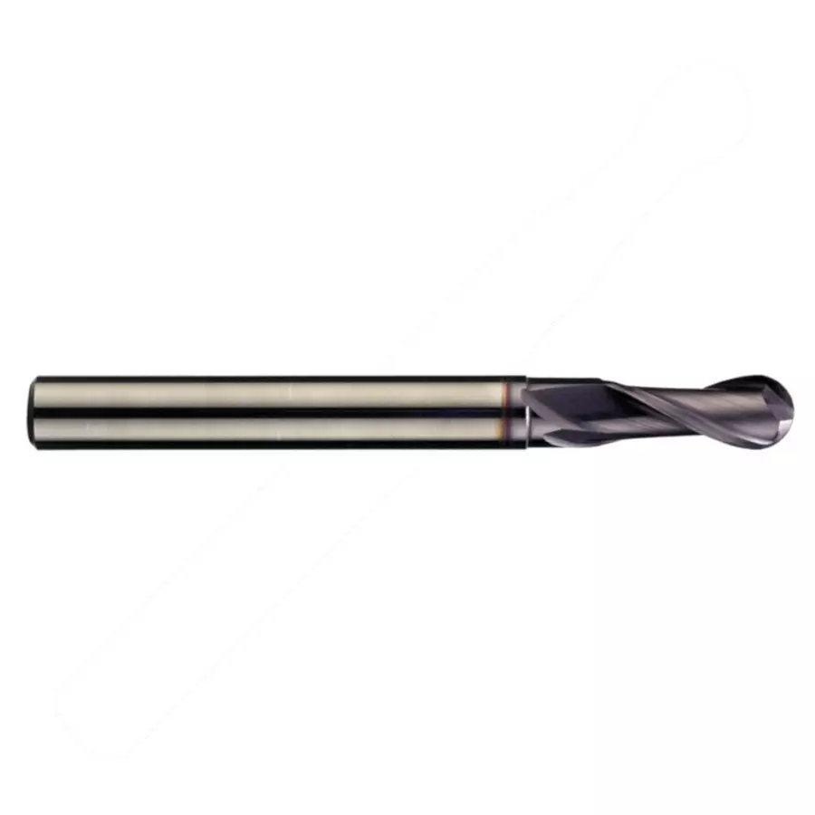 MIRANDA TOOLS Solid Carbide Ball Nose End Mill 2 Flute ALTIN Coated, Diameter 2.5 mm and Overall Length 38 mm