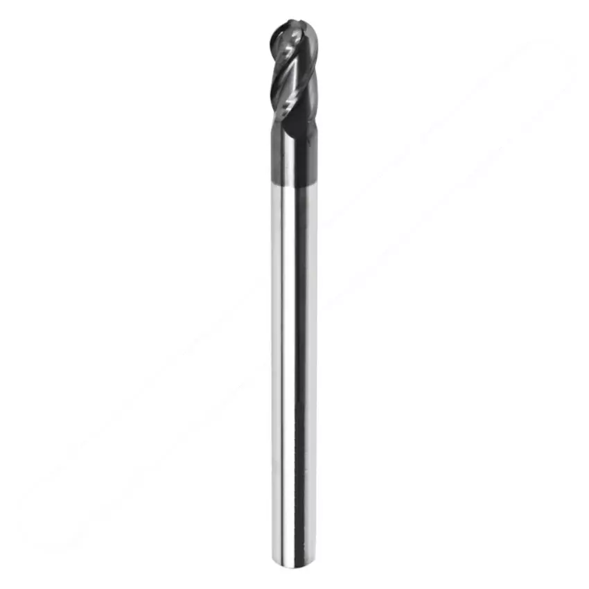 MIRANDA TOOLS Solid Carbide Ball Nose End Mill Long Length 4 Flute ALTIN Coated, Diameter 3 mm and Overall Length 60 mm