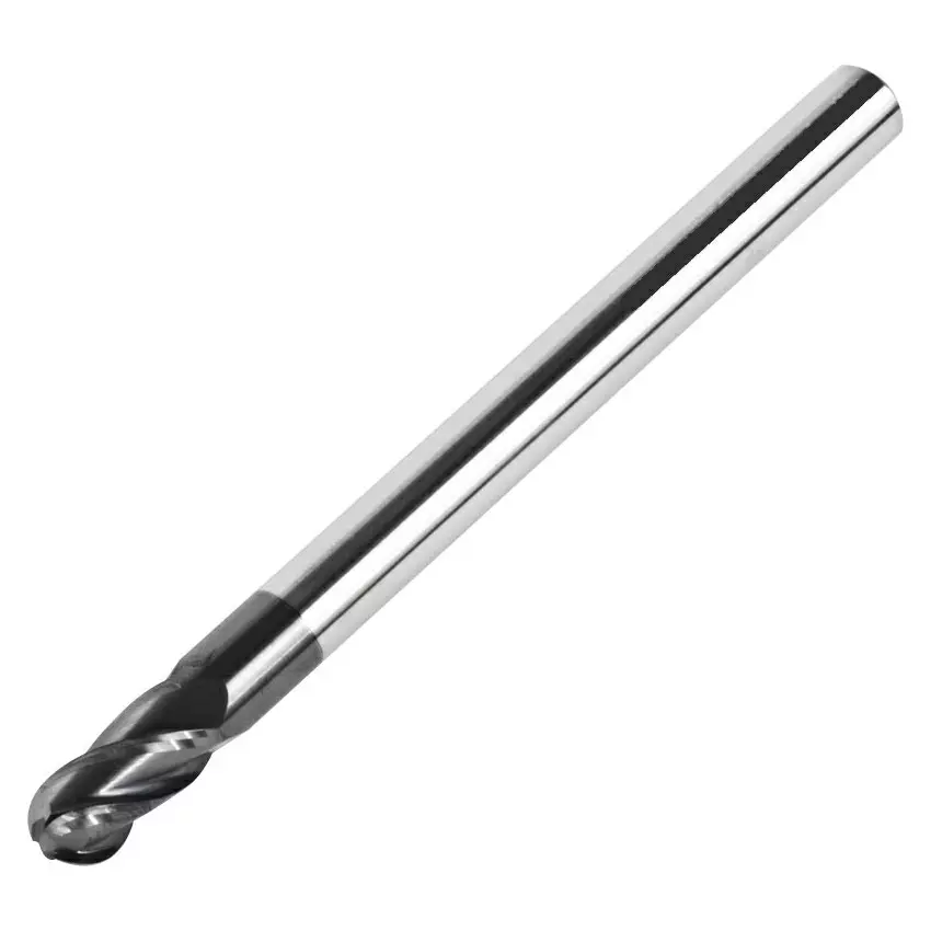 MIRANDA TOOLS Solid Carbide Ball Nose End Mill Long Length 4 Flute ALTIN Coated, Diameter 6 mm and Overall Length 75 mm