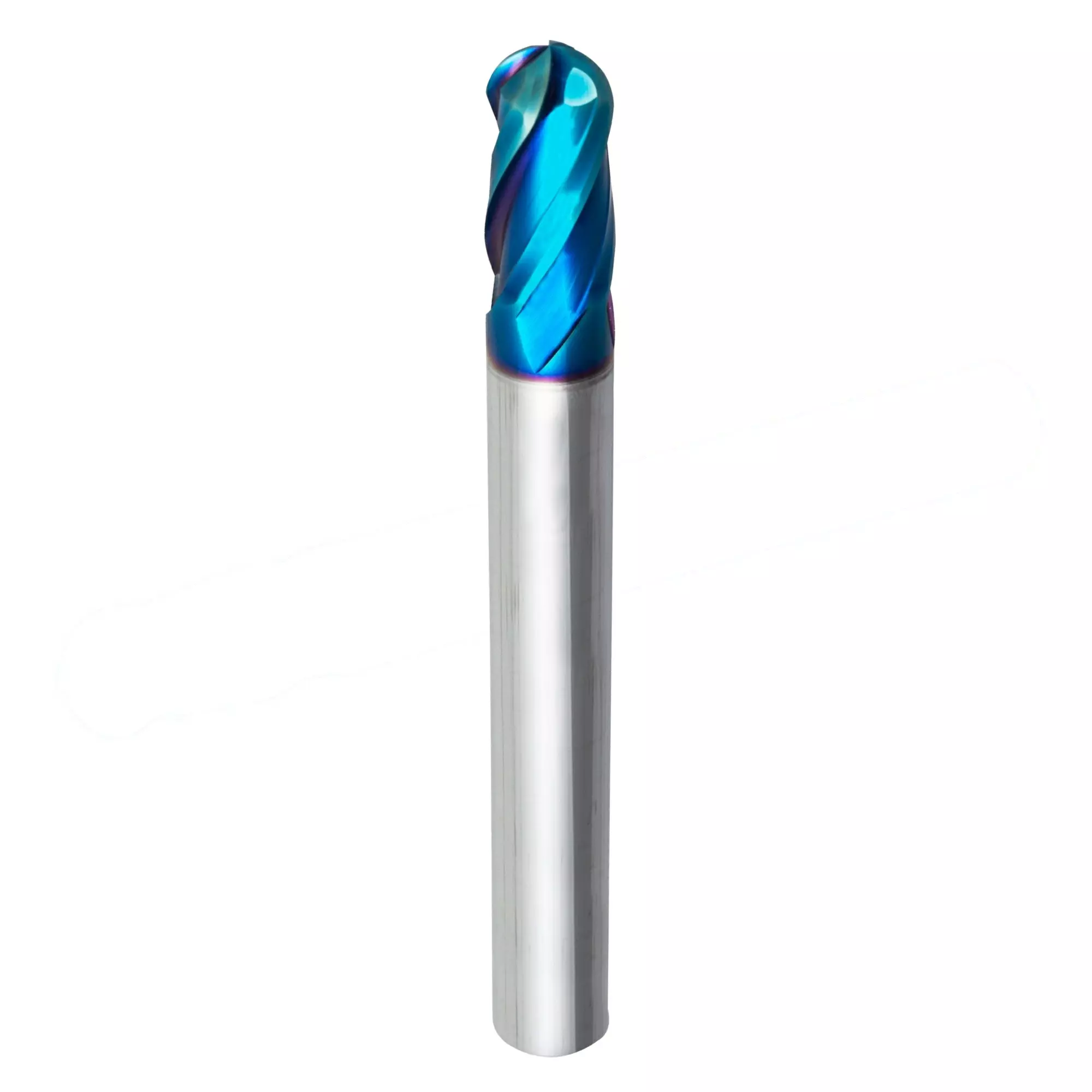 MIRANDA TOOLS Solid Carbide Ball Nose End Mill Hardcut 4 Flute ALTIN Coated, Diameter 4 mm and Overall Length 50 mm