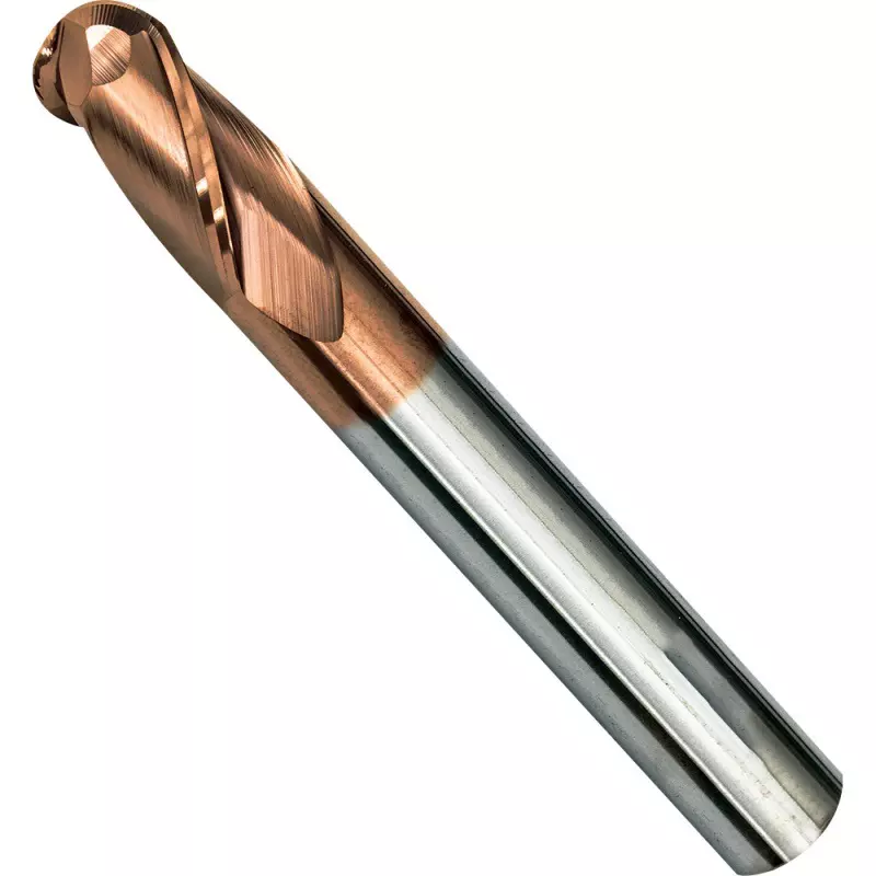 HD Carbide End Mill 2 Flute Ball Nose 1 mm Shank Diameter 50 mm Length 8 mm Flute Length for Slotting & Drilling Use