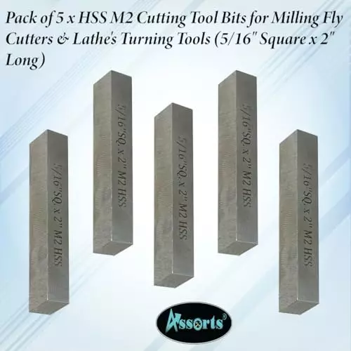 Assorts Cutting Tool Bit High Speed Steel 7.93x50.8 mm M2 Straight Shank (Pack of 5)