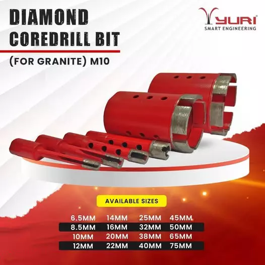 Yuri 40 mm Diamond Core Drill Bit M10 Grade Red Color for Granite