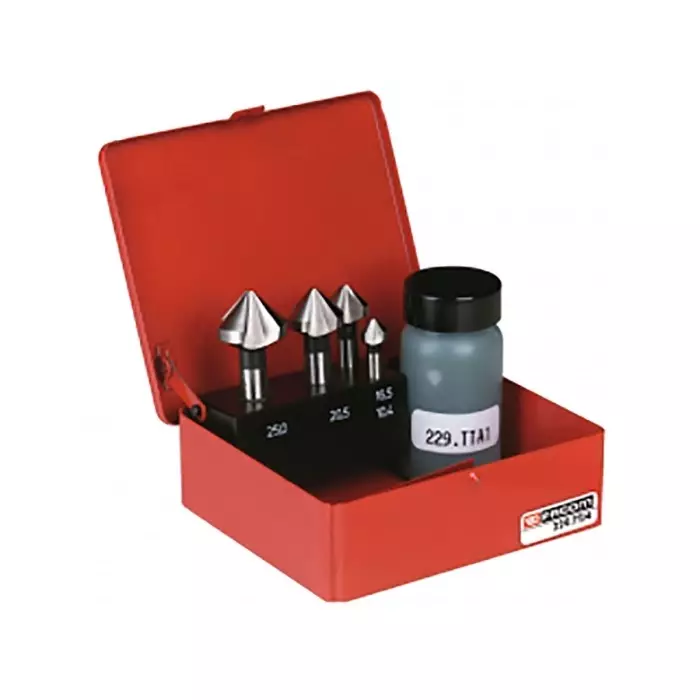 Facom Countersink Drill Bit Set, 10.4 mm, 15.5 mm, 20.5 mm, 25 mm Head, 90Â°, 4 Piece(s), 229.TTJ4