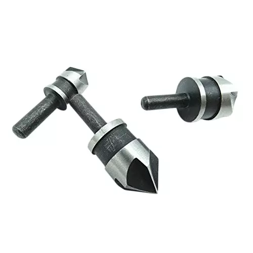 GENERIC 3-Pcs High Carbon Steel Countersink Bore Set – Wood & Plastic Chamfer Drill Bits with Round Handles, Sizes 12, 16 & 19 mm