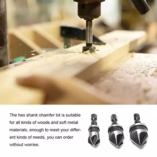 YADAV Hex Countersink Drill Set Boring Bits for Wood and Metal (Set of 3)