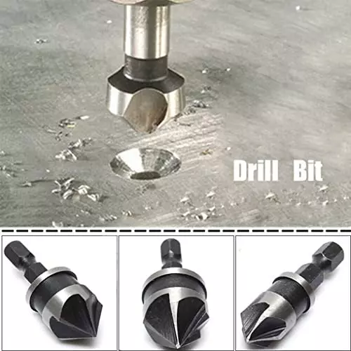 YADAV Hex Countersink Drill Set Boring Bits for Wood and Metal (Set of 3)