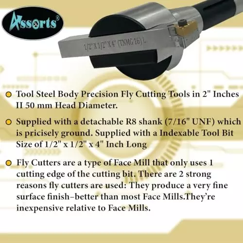 Assorts Fly Cutter with Carbide Inset Bit Tool Steel 50 mm R8 Shank 1.11 mm Drawbar